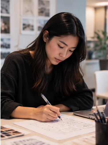 Designer sketching product ideas